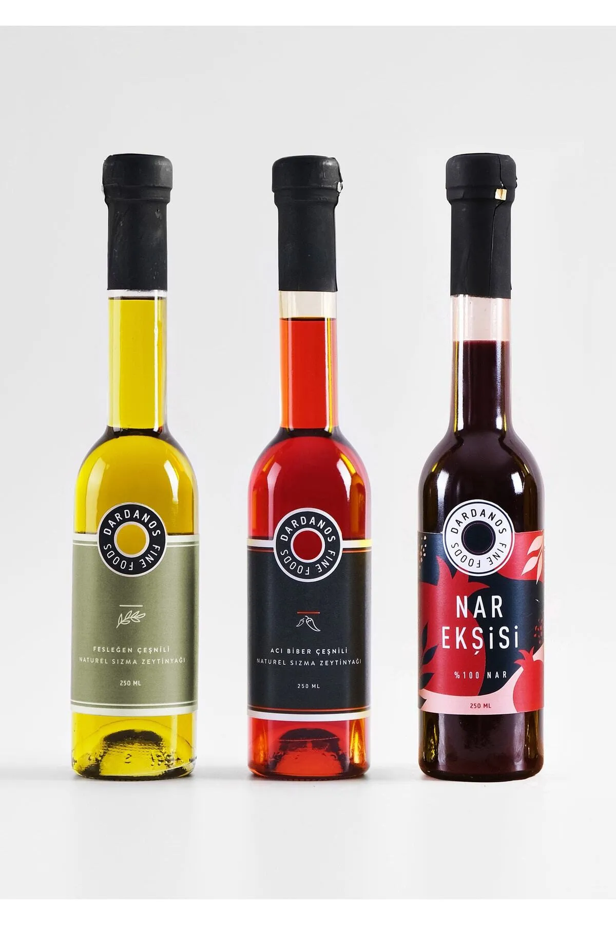Fesleğenli Ve Acı Biberli Zeytinyağı Nar Ekşisi 250ml 3'lü Set