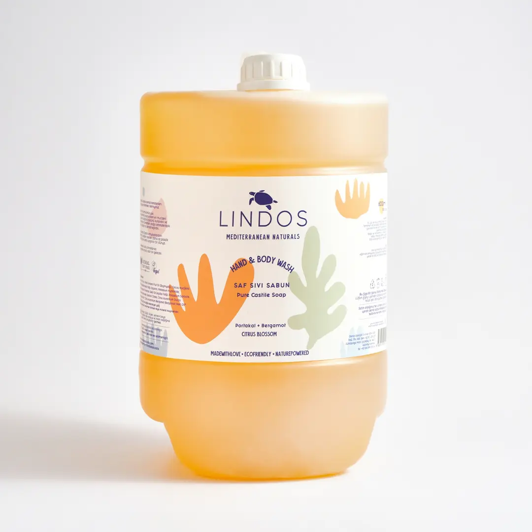 Lindos - Saf Sıvı Kastil Sabun - Portakal & Bergamot - 5LT