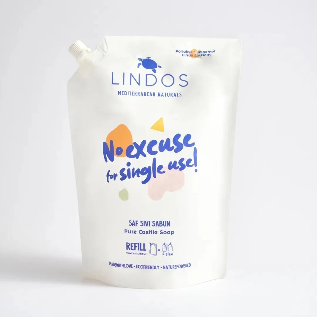 Lindos - Saf Sıvı Kastil Sabun REFILL - Portakal & Bergamot - 1200ml