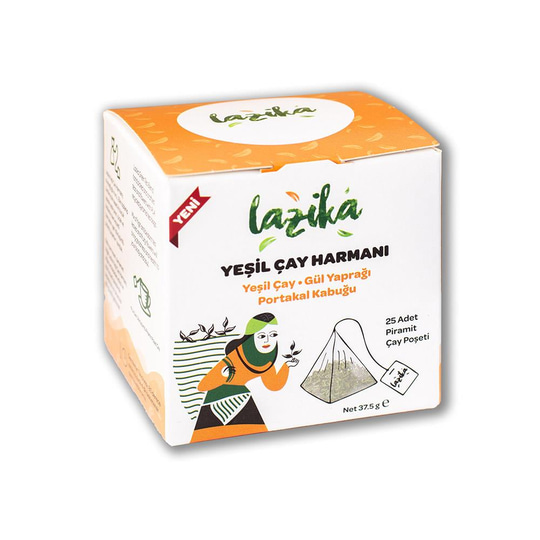 Yeşil Çay-Portakal Kabuğu- Gül Yaprağı - 25 adet piramit poşet