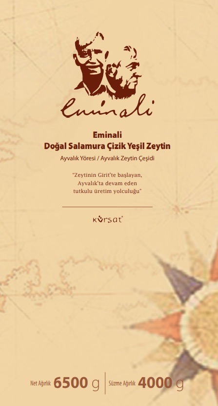 Eminali Doğal Fermente Ayvalık Çizik Yeşil Zeytin 261-290 kalibre 2 Teneke