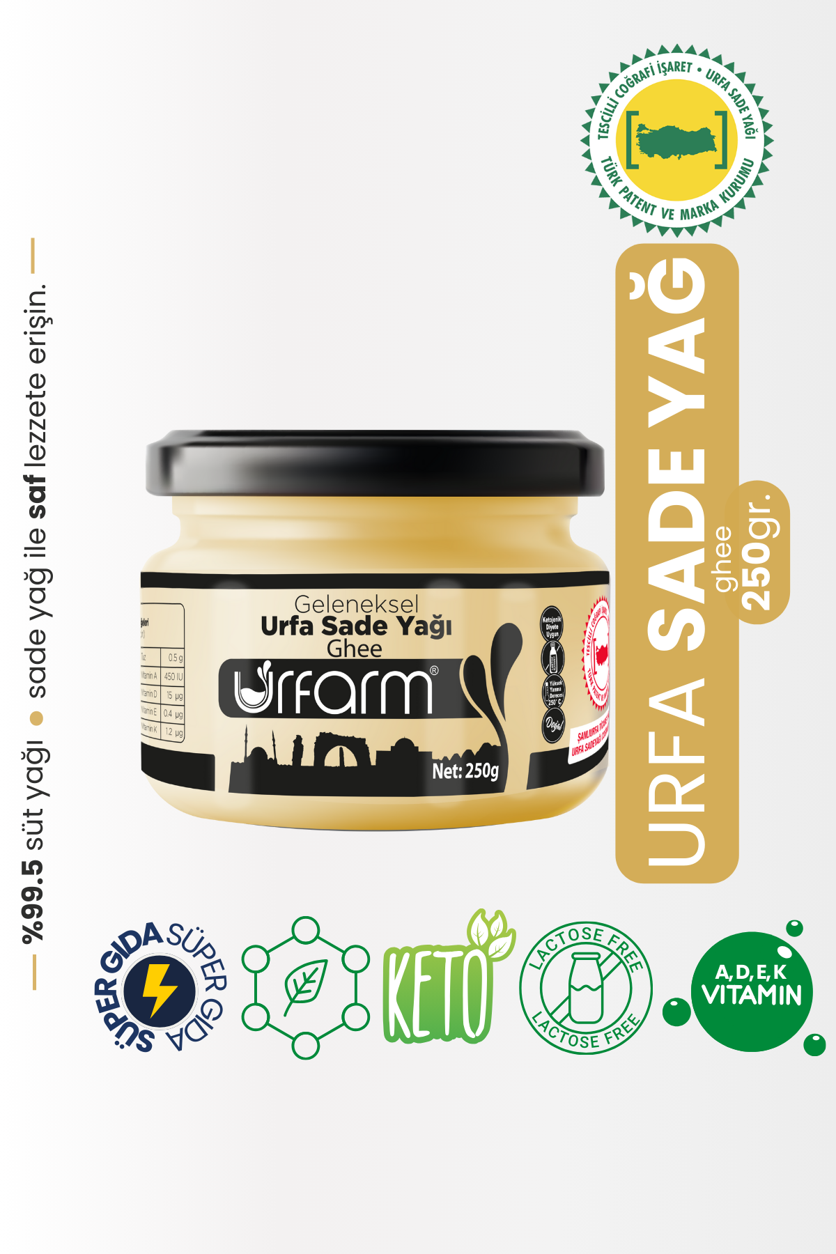 Urfarm Sade Yağ 250 Gram | Ghee, saf sadeyağ