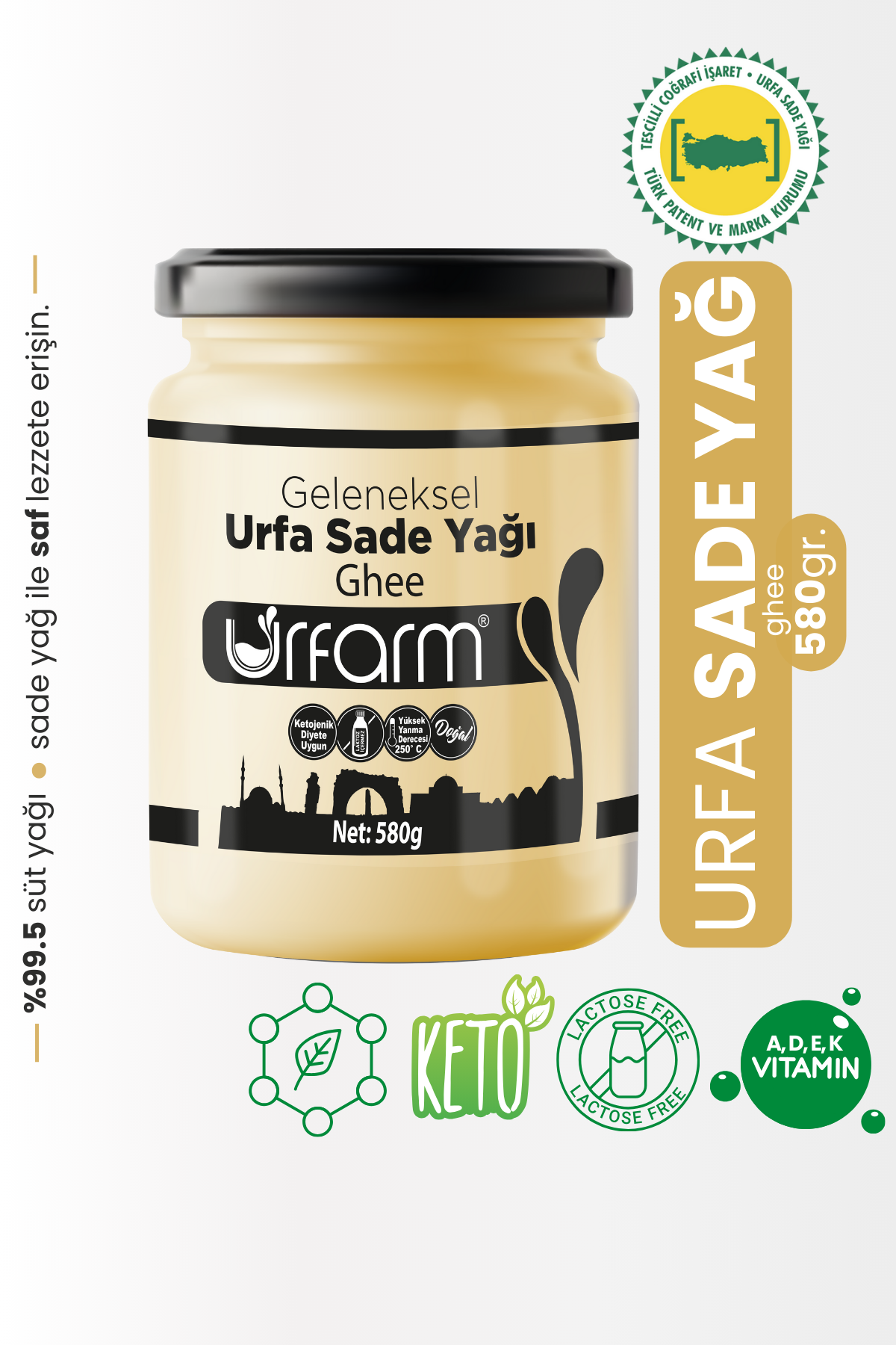 Urfarm Sade Yağ 580 Gram | Ghee, saf sadeyağ