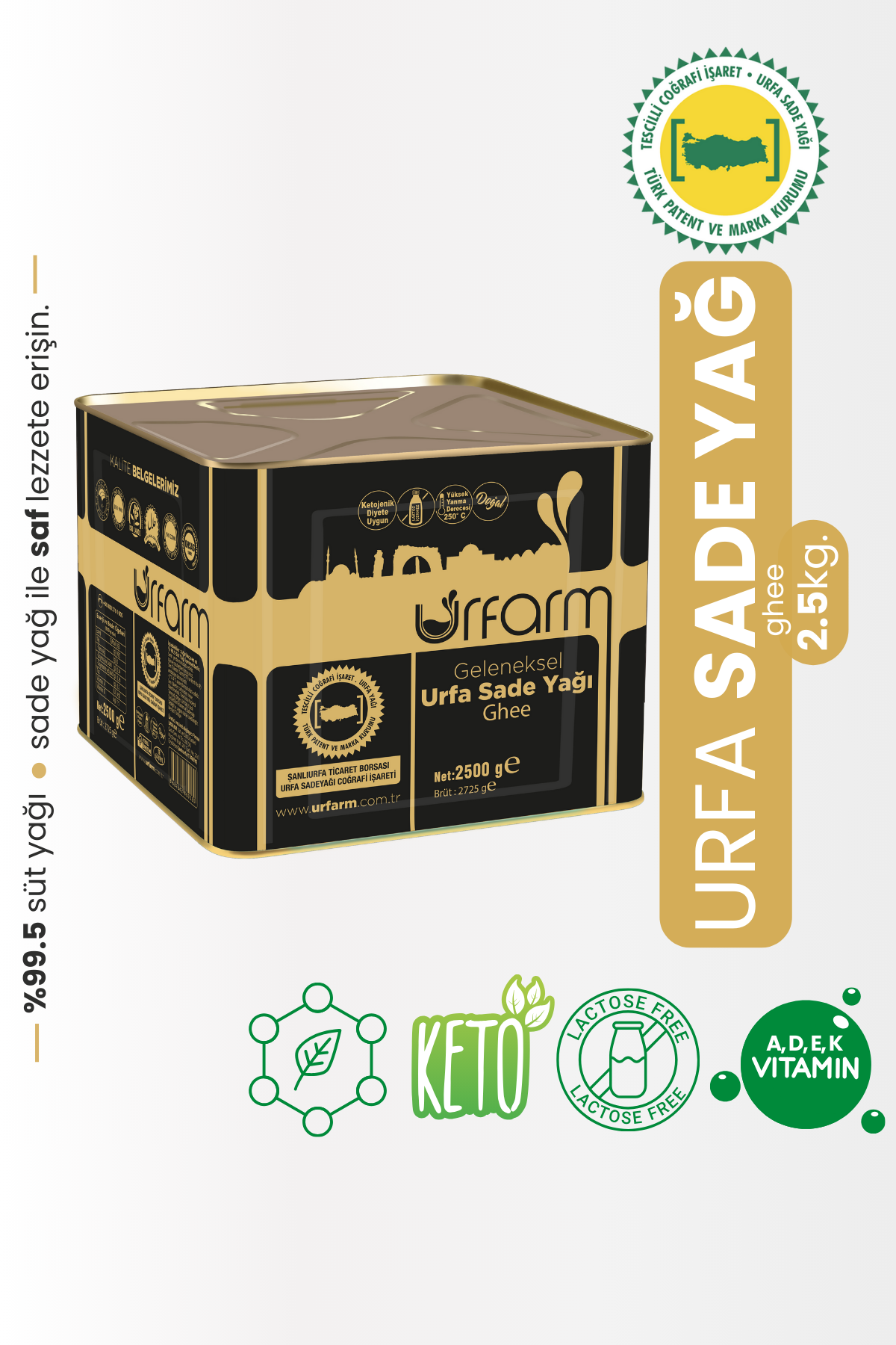Urfarm Sade Yağ 2.5 Kg | Ghee, saf sadeyağ