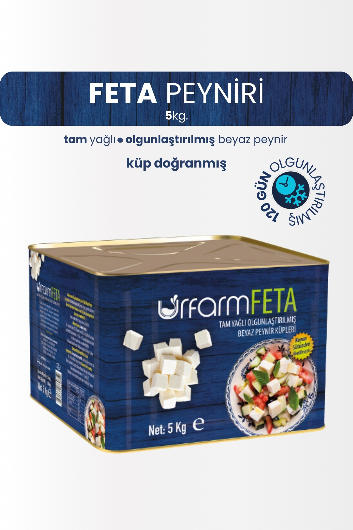 Feta Peyniri - 5 Kg. Küp Doğranmış | Tam Yağlı Beyaz Peynir