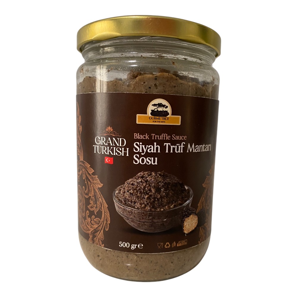 Siyah Trüf Mantarlı Sos – Grand Turkish (500 gr) Trüf Mantarı %20, Şampiyon Mantarı %70, Zeytin Yağı